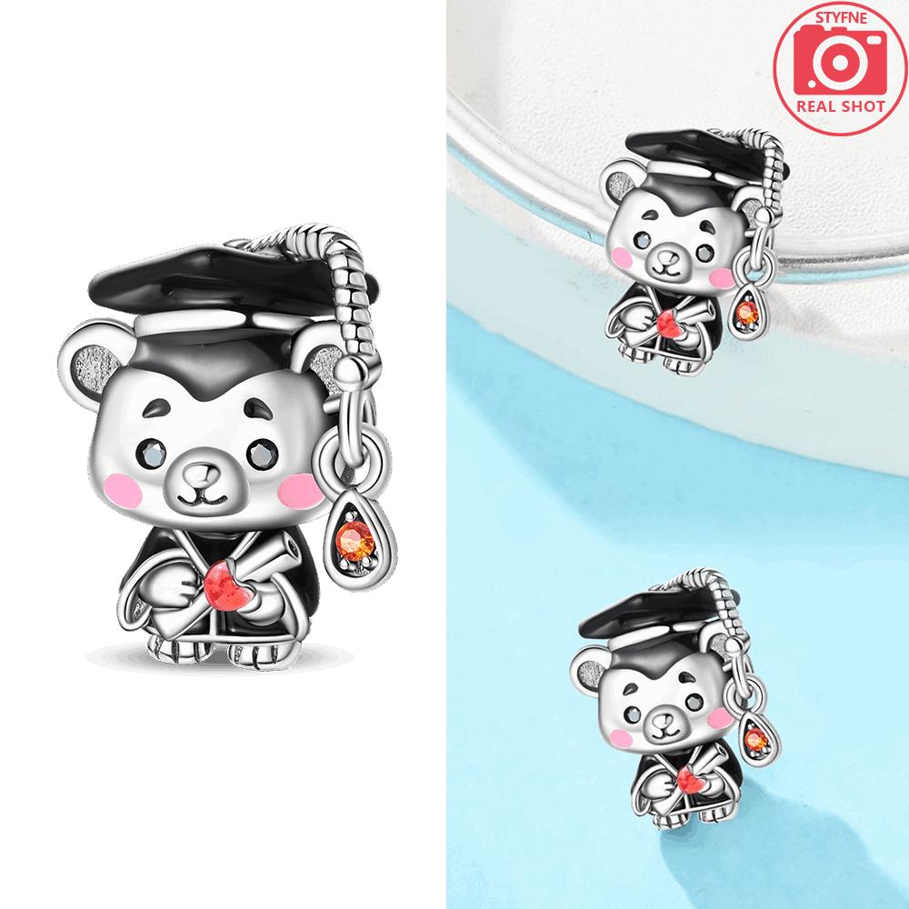 Exquisite Pendants Woman New Graduation Season Bear Owl Copper Original Beads Fit Bracelet Jewelry Making Diy Fine Gift
