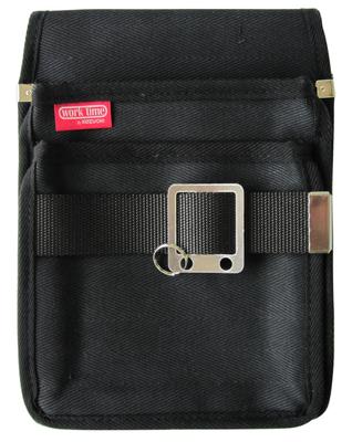 KOZUCHI Japanese Pattern Waist with Front Two-Tier Bag, Black, Belt, NKC-02-BK-B