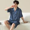 Men's Summer Striped Pajama Set: Short-Sleeved Cardigan & Shorts for Teens - Outdoor or Home Wear