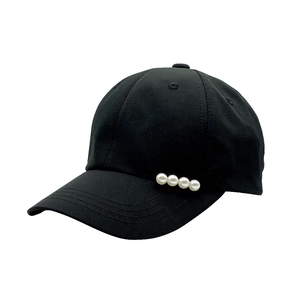 

[Emplete Veil] Deep form for a mature and cute look Pearls for a mature look Cap Hat 100% complete light blocking Free size 56-58cm Black Brim 7cm