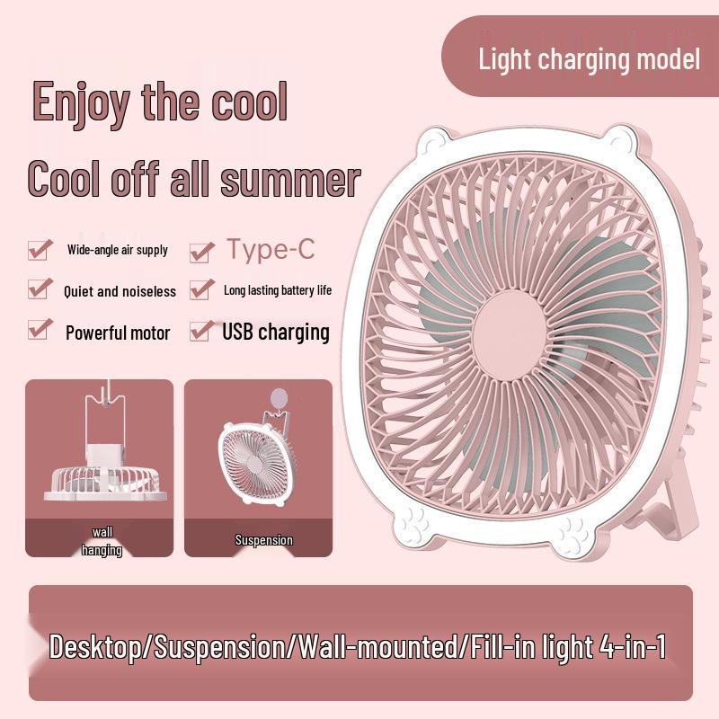 3-in-1 Silent Electric Fan: Desktop, Wall-Mounted, Folding, Dual-Use with USB Charging & Plug-In Options for Dorms & Homes.