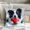 1pc Pillowcase, Border Collie Snowball Design Pillowcase, Vintage Style, Machine Washable, Square Pillowcase with Zipper, Soft And Smooth Touch Polyes