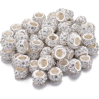 20/60/120pcs Pieces Hair Beads 12 Mm European Bead Large Hole Crystal Charm Bead Hair BeadsNecklace Earring Bracelet Craft Making Supplies