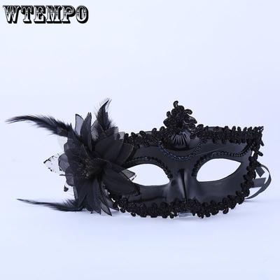 WTEMPO 1PC Creative European and American Party Personality Plastic Mask Party Side Flower Mesh Halloween Carnival of Venice Half Face Mask