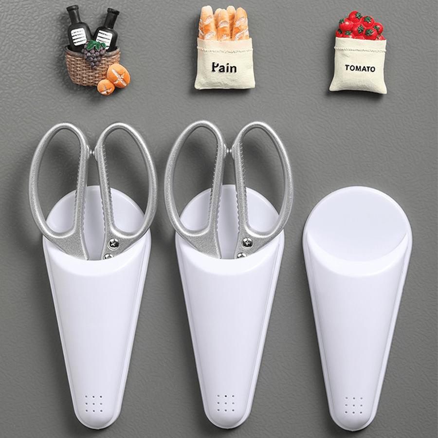 1pc Magnetic Scissors Rack for Refrigerator Wall-Mounted Plastic Storage Organizer with Strong Magnetic Back Plate Space-Saving Kitchen Tool Holder