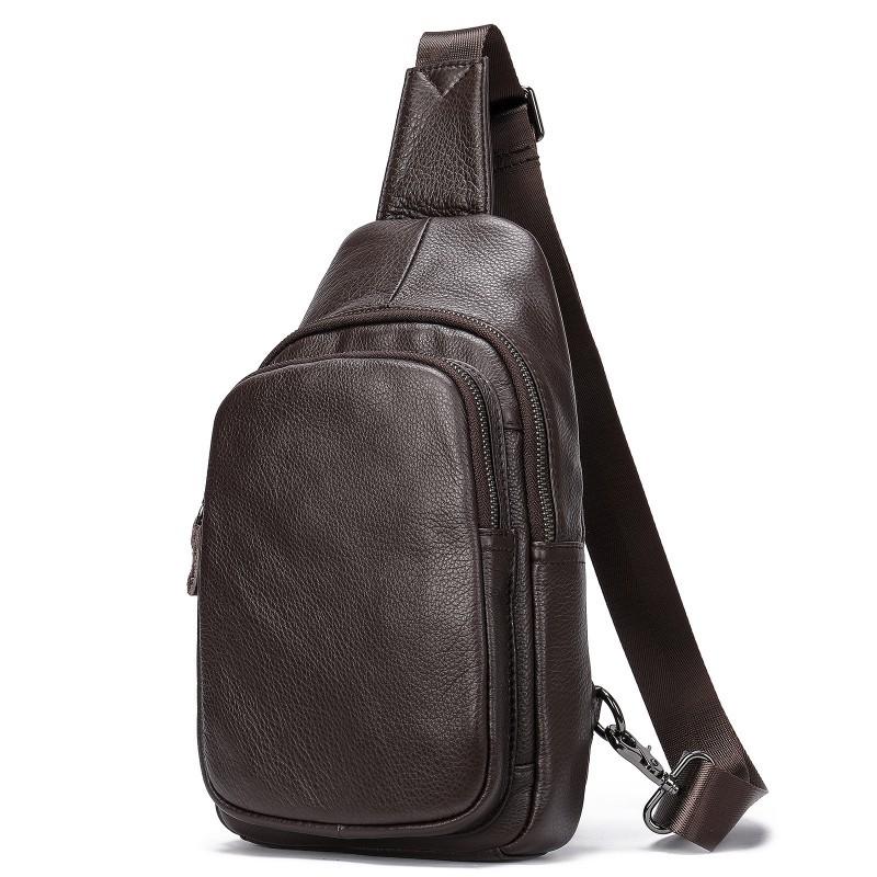 Summer New Genuine Leather Chest Bag Men Retro Top Layer Cowhide Diagonal Cross Men s Trendy