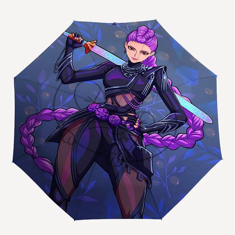 

1pc K-POP hunter X Automatic Opening/Closing Umbrella with Convenient Three-Fold Design, 8 Iron Ribs - for Outdoor Daily Use, Travel A53