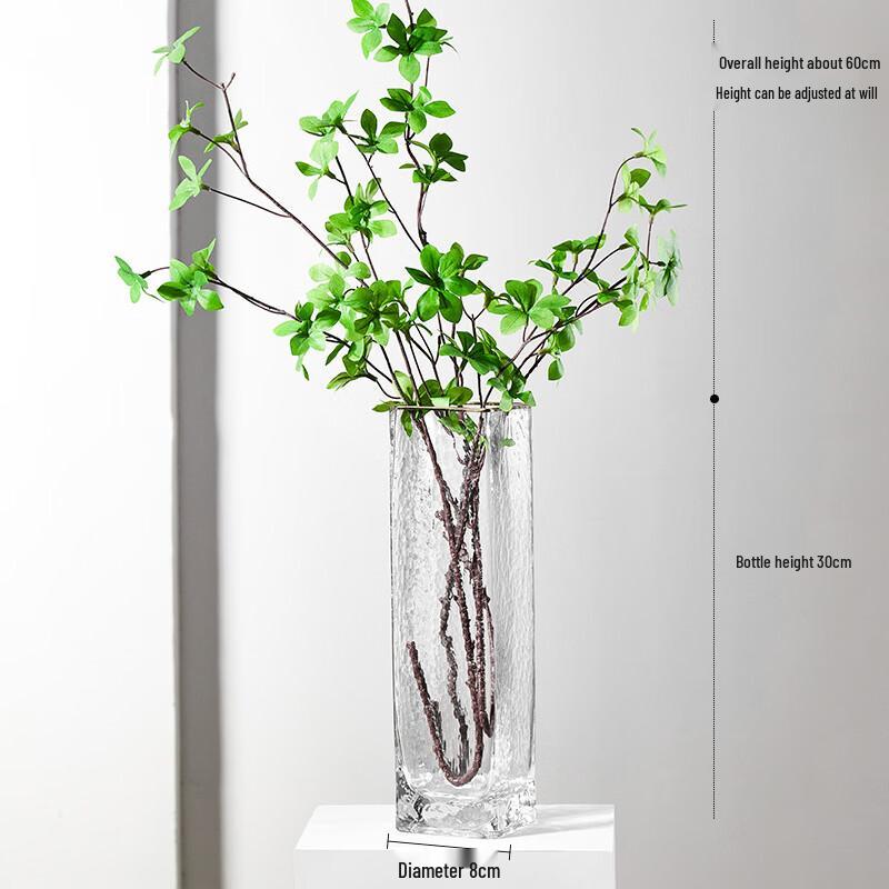 Transparent Cold Grain Glass Vase with 3 Hanging Bells