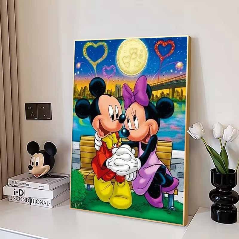 Disney Diamond Painting Mickey Minnie Romantic Date Theme Illustration DIY 5D Cartoon Mosaic Cross Stitch Gift Room Decoration