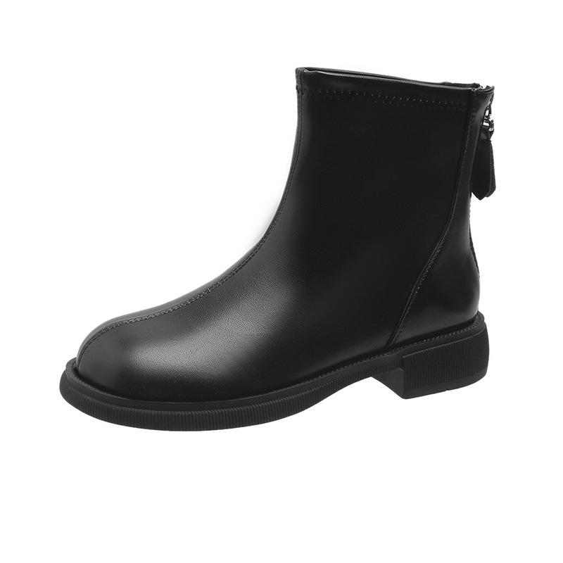 Short boots women's 2025 new Martin boots women's autumn and winter Chelsea single boots white with rear zipper white thin boots