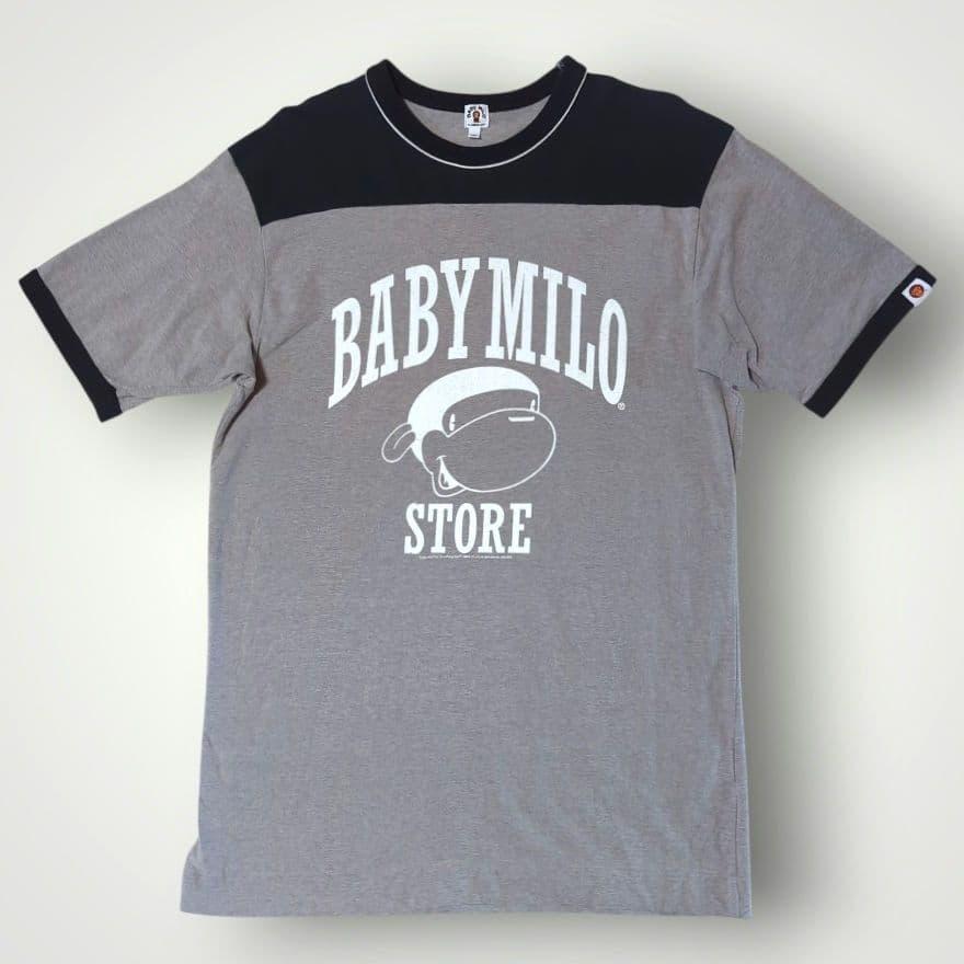 Used A BATHING APE BABY MILO Ringer T-shirt Gray M