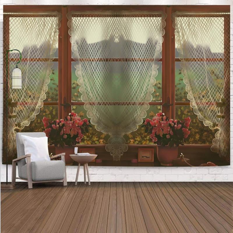 Living Room Balcony Potted Plant Pattern Hanging Cloth Home Wall Decoration Tapestry Bedroom Living Room Tapestry
