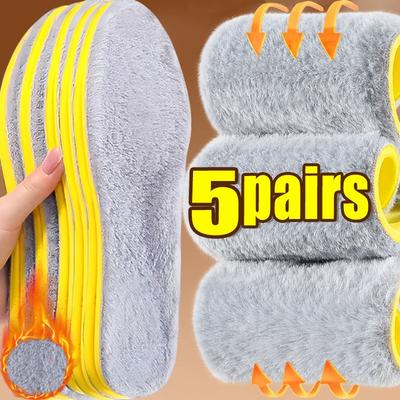 1/5pairs Wool Fleece Insoles Winter Warm Sports Anti Odor Breathable Thick Plush Sole Cushion for Athletic Shoes Men Women