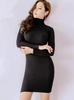 ISLAYCAOLILA EA6 Jose a mini dress perfect for club or party Features a high long and a high Orange Women's Dress, tight-fitting wear. turtleneck,