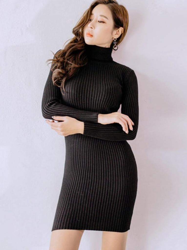 ISLAYCAOLILA EA6 Jose a mini dress perfect for club or party Features a high long and a high Orange Women's Dress, tight-fitting wear. turtleneck,