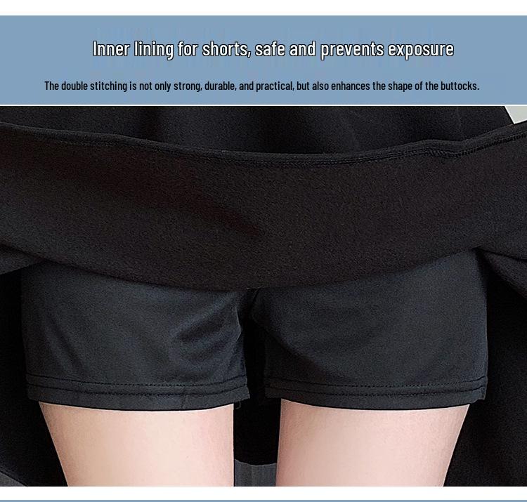 Black High-Waisted Wool Pleated A-Line Short Skirt for Women - Slim-Fit Spring/Autumn 2026 Collection