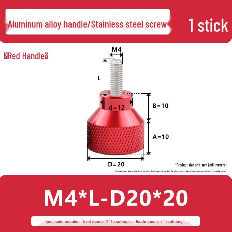 M4 Aluminum Alloy Knurled Twist Handle Bolt with Stainless Steel Head