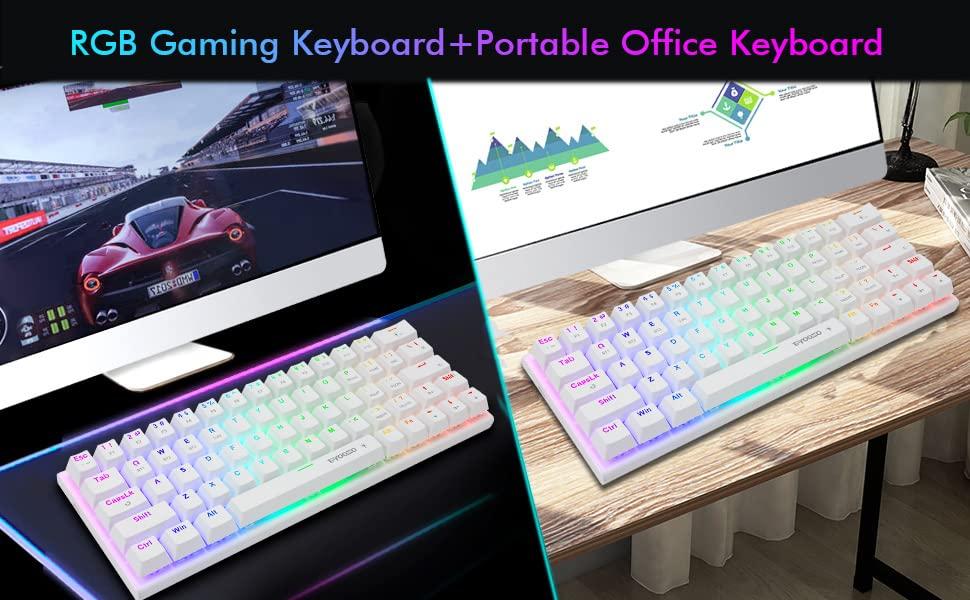 Gaming Mechanical Keyboard with Blue and USB Wired RGB LED Compact Compatible with Windows and Gaming and Office Use with Blue e-Element Keyboard,