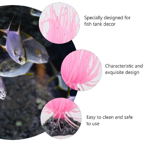 

POPETPOP Ornament Ornaments Decor Soft - Sea Decorations Skull Decor, Artificial Coral Plant Ornaments Anemone Fish Landscape Fake for Silicone Coral Medium синий