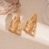 Vintage Gold Color Flower Starfish Geometric Stud Earrings for Women Exquisite Irregular Metal Leaf Earrings Aesthetic Zircon