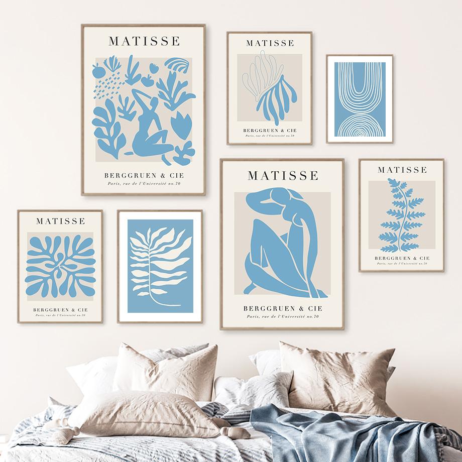 

Синий Анри Матисс коралловый Радужный лист минималистский настенный художественный холст картины постеры и принты настенные панно для декора гостиной