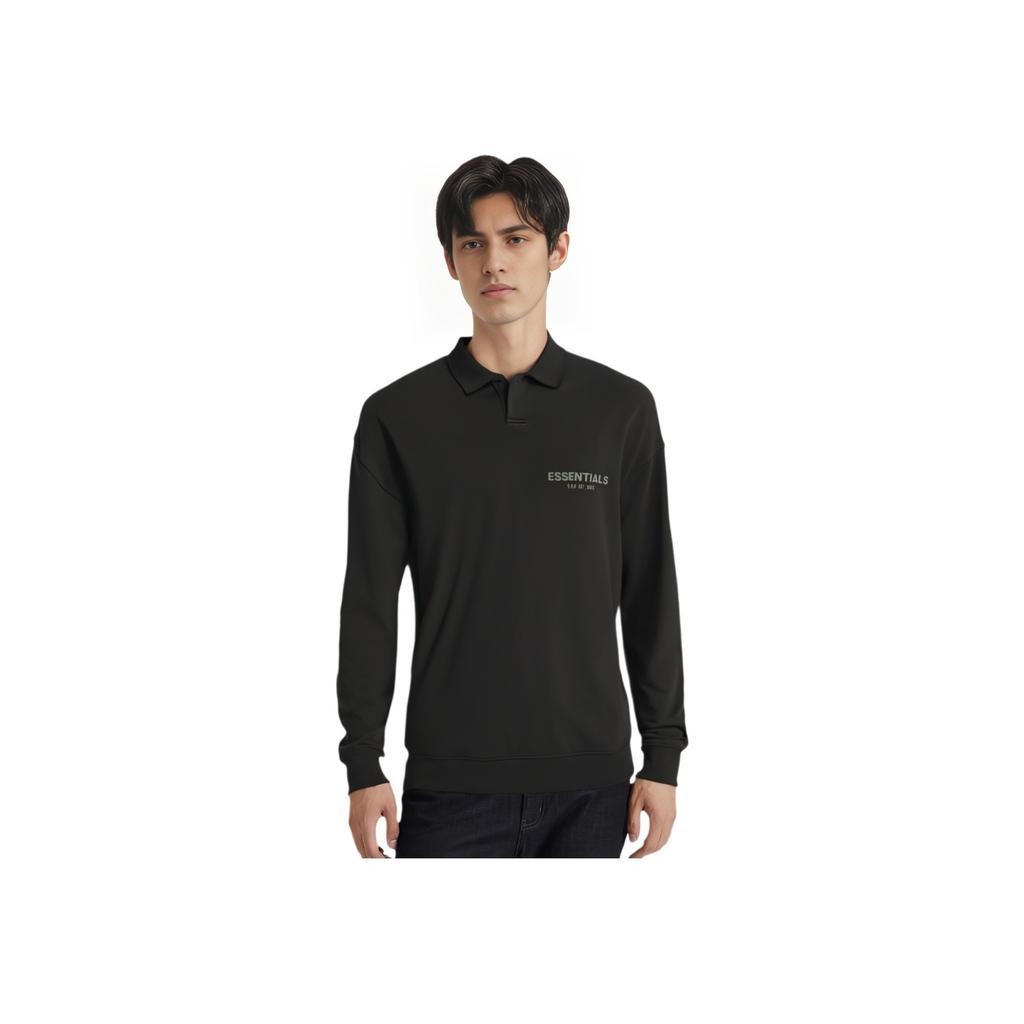 Fear of God Essentials Fall/Winter 2021 Long Sleeve Polo Unisex Tops Black FOG-FW21-142