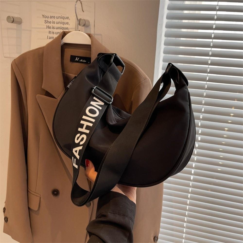 Solid Color Cloth Gyoza Bag Nylon Dumpling Bag Korean Ins Half Moon Crossbody Travel