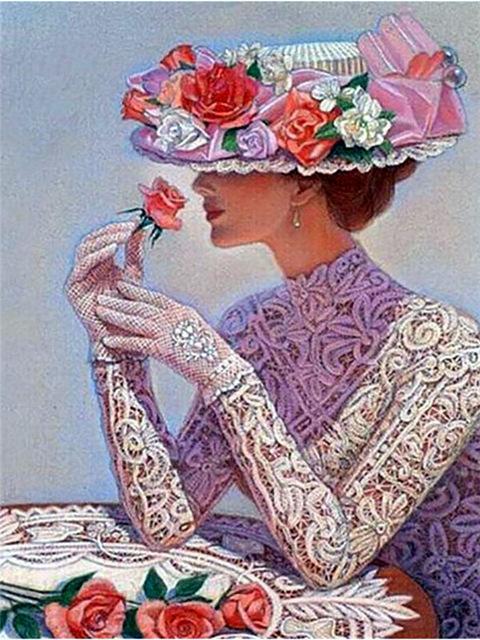 Tam Yuvarlak/Kare Matkap Elmas Nakış Şapka Kadın Mozaik El Yapımı Hediye Elmas Boyama Portre Mozaik İğne Ev Dekor