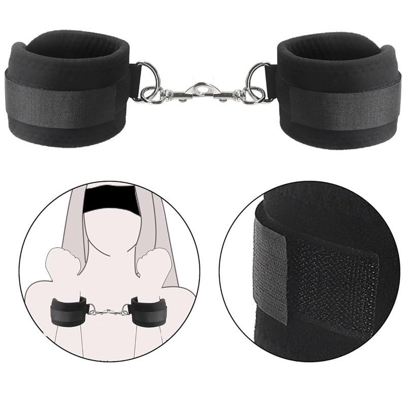 Back Handcuff Nipple Clip Eye Blinder Sex Toy Set Neck Cuffs Bra Clamp Hands Restraint Satin Blindfolder 18+ Adult Game Kit