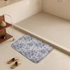 Blue Floral Chinoiserie Bath Mat, 24x16 inch & 30x17 inch, Modern, Non-Slip, Water-Resistant, Indoor