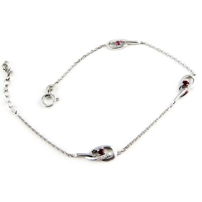 [L0072] - Ruby 'Scarlett' Silver Bracelet