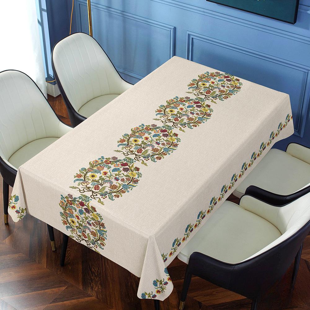 New Chinese Style Household Waterproof and Oil Proof PVC Tablecloth  Embroider Long Strip Tablecloth Coffee Table Cover Cloth