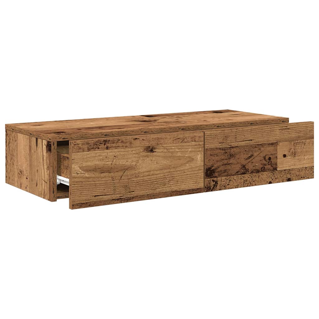 Wall Mounted Shelf with Drawers Rustic Wood Look 80 x 33 x 17 cm Engineered Wood