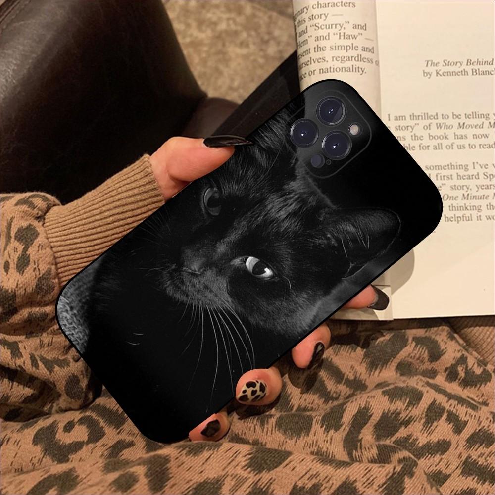 Black Cat Staring Eye Phone Case For iPhone 15 14 11 12 13 Mini Pro XS Max Cover 6 7 8 Plus X XR SE 2020 Funda Shell