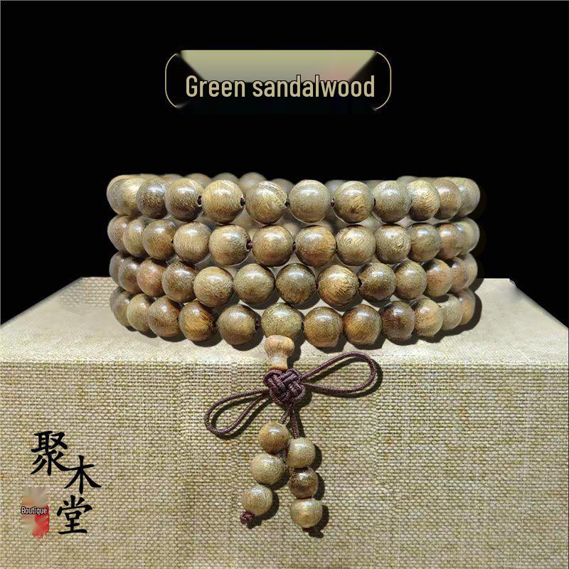 Buddhist Prayer Bracelet - 108 Beads, Multi-strand Sandalwood, Black Rosewood, Wenwan Style
