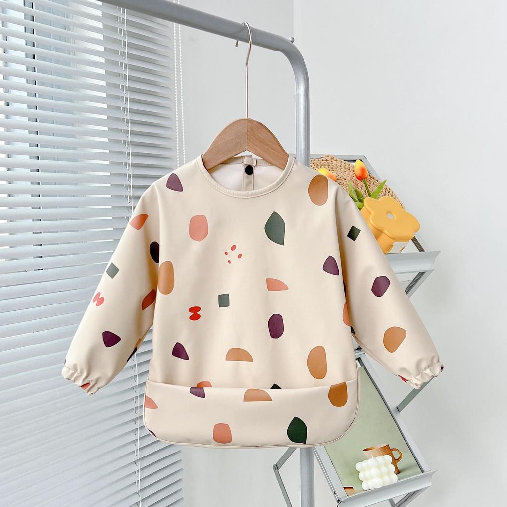 Reversible Waterproof Baby Smock & Bib - Denmark Painting Apron & Food Catcher Coverall