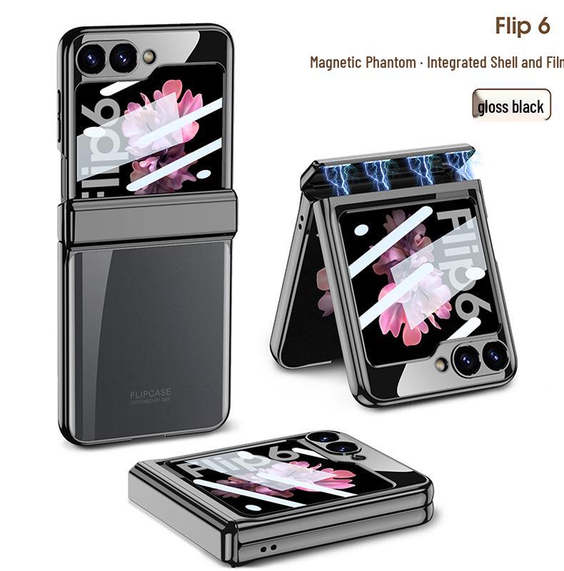 Samsung Z Flip6 Full Wrap Transparent Electroplated Magnetic Hinge Case