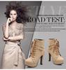 Women's Black Chunky Heel Platform Ankle Boots - Waterproof, Lace-Up, Buckle Detail, Plus Size Available.