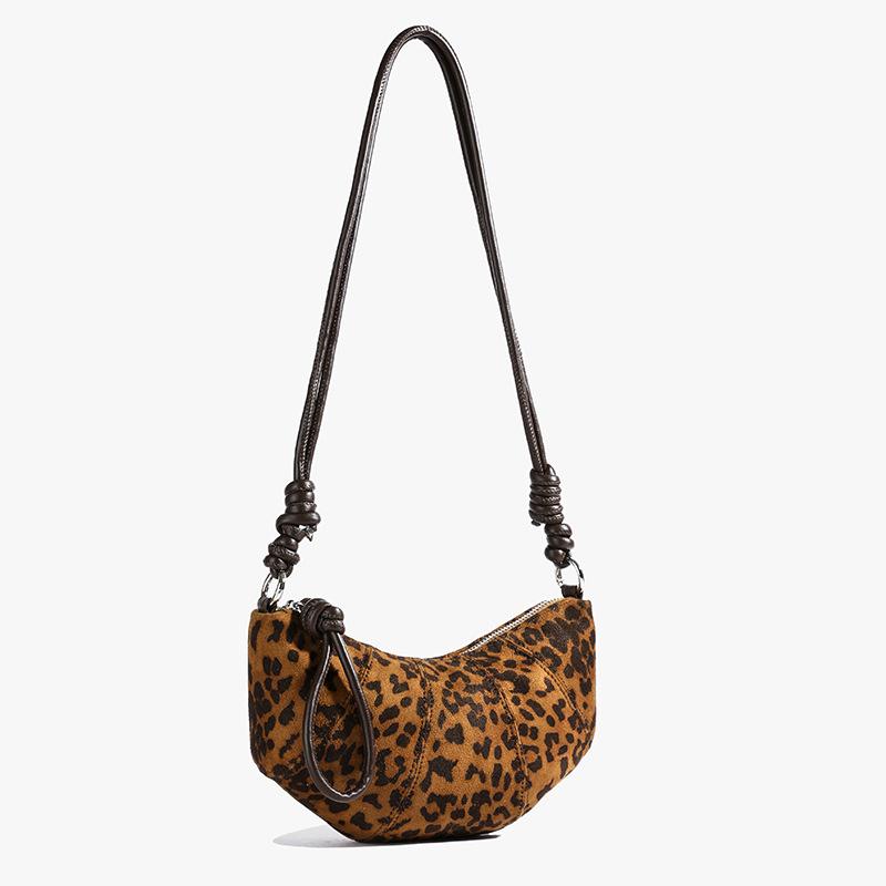 European And American Retro Bags, Women'S Fashion Messenger Croissants, Dumplings, Leopard Print Tide Bags