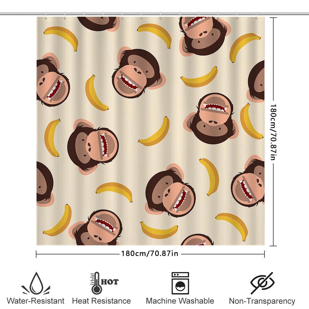 Monkeys Bananas Cartoon Shower Curtain Waterproof Fabric Decorative Bath Room Decor 180X200Cm Home Accessories