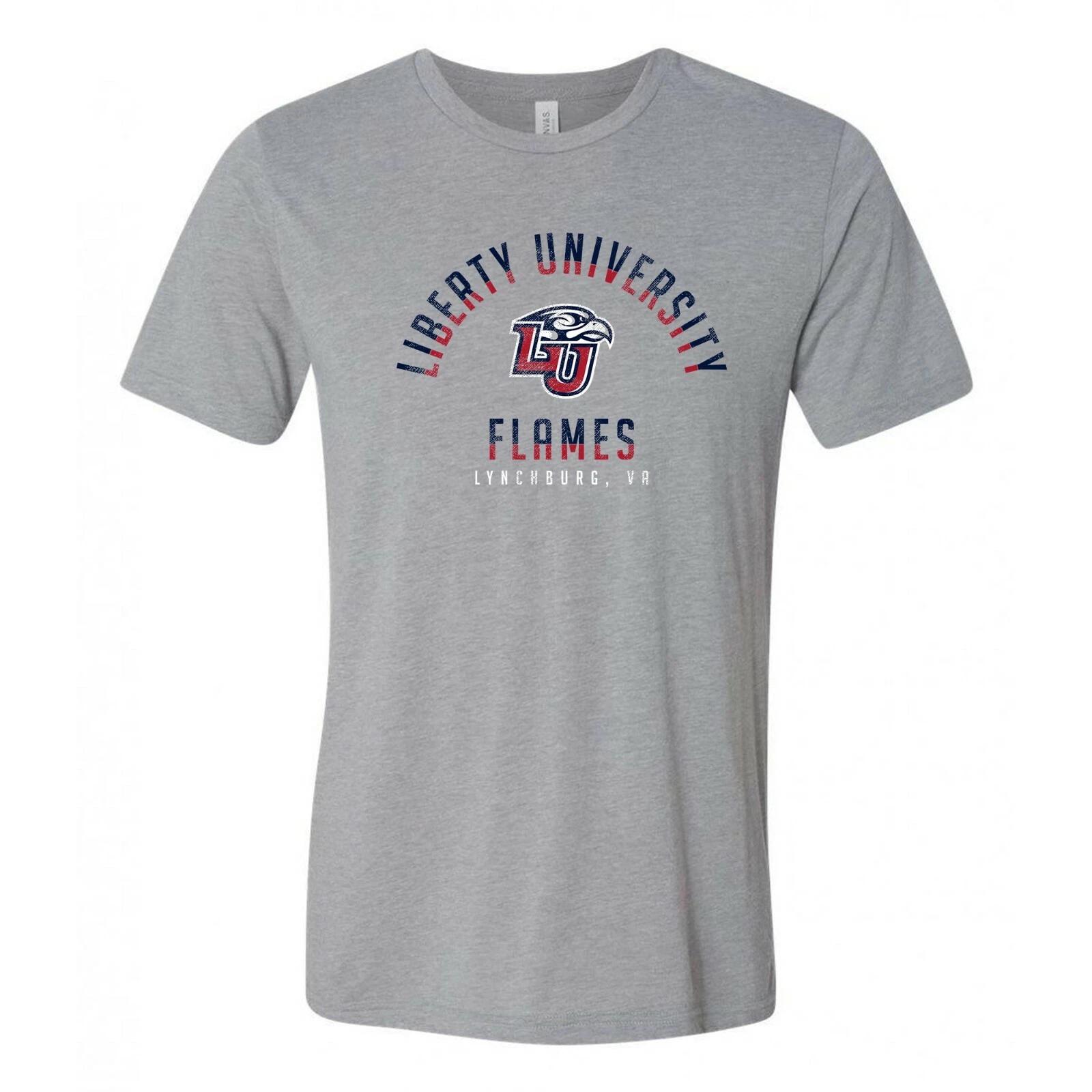 Liberty University Flames Division Arch Triblend T Shirt - Athletic Grey 3XL