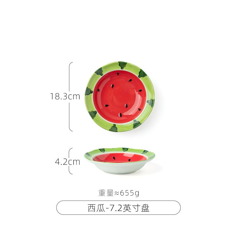 Watermelon Ceramic Tableware Bowls and Cups Lovely Tableware Kitchen Supplies Hand-painted Table Tableware Decorative Plate