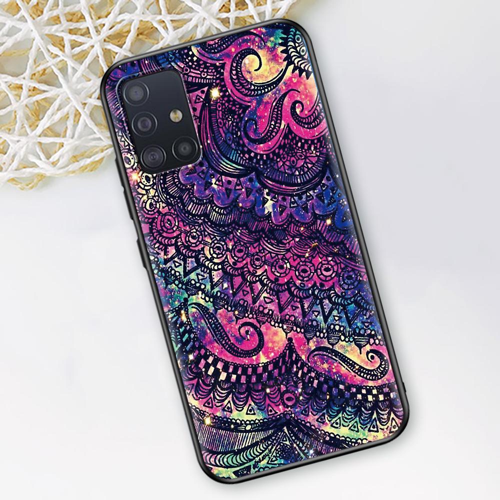 Mandala Sunflower Mandala Fall für Samsung Galaxy A51 A12 A21s A71 A52 A31 A32 A02s A72 A11 A41 A22 A01 Schwarz weiche Telefon Abdeckung