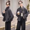 Women's Wool Fur-Trim Coat - Autumn/Winter, Casual Loose Fit, Stand-Up Collar, Single-Breasted (HE8835)