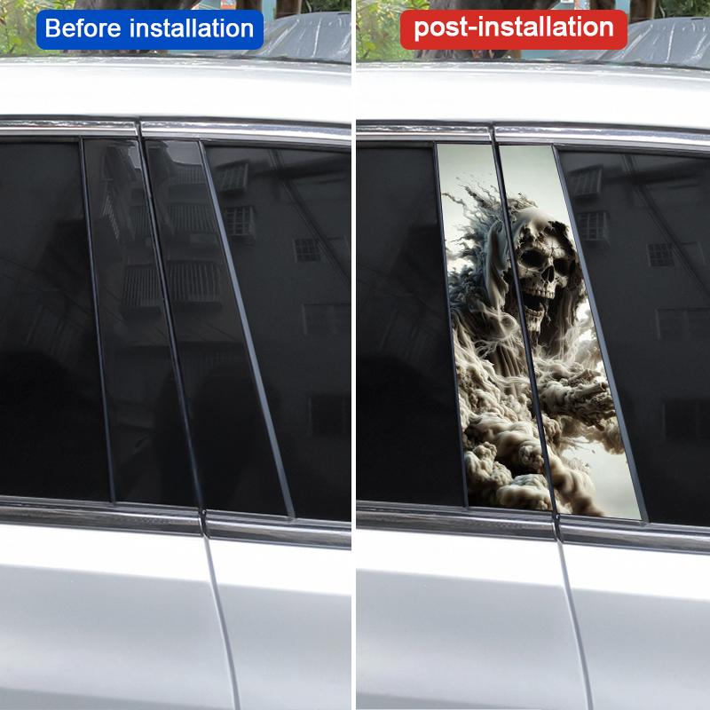 2 Stück Sensenmann Aufkleber Auto B-Säulen Aufkleber DIY Vinyl Wasserdicht Auto Türsäulen Aufkleber Geeignet für die meisten Auto-Mittelpfosten