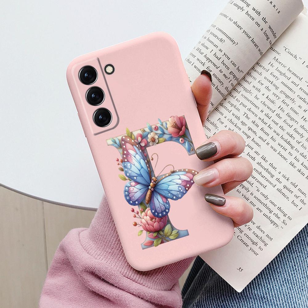 Phone Case Women For Samsung Galaxy S21 FE S22 Plus Girls Bumper Cover Colorful Letter Flower Butterfly Love samsang s22 Ultra