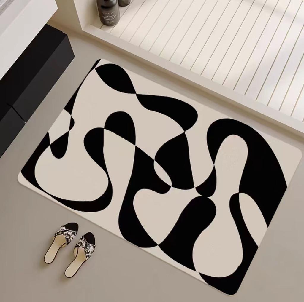 Modern minimalist bathroom floor mat, diatomaceous earth bathroom quick drying door mat, toilet absorbent anti slip foot mat