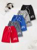 Kids Summer Shorts | Rough Graffiti‑Font NEVER GIVE UP Letter Print | Breathable Drawstring