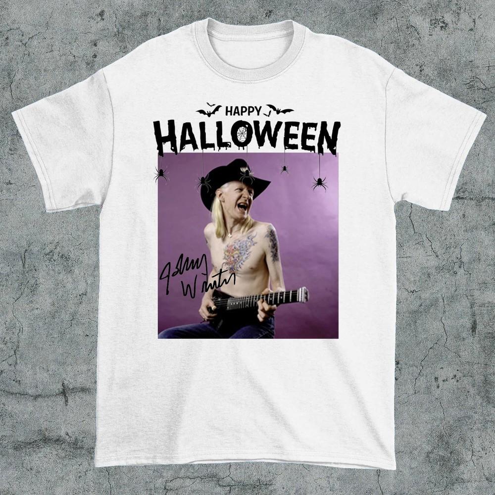 JOHNNY WINTER Happy Halloween White All Size S-5Xl BT1947 Unisex T-Shirt M