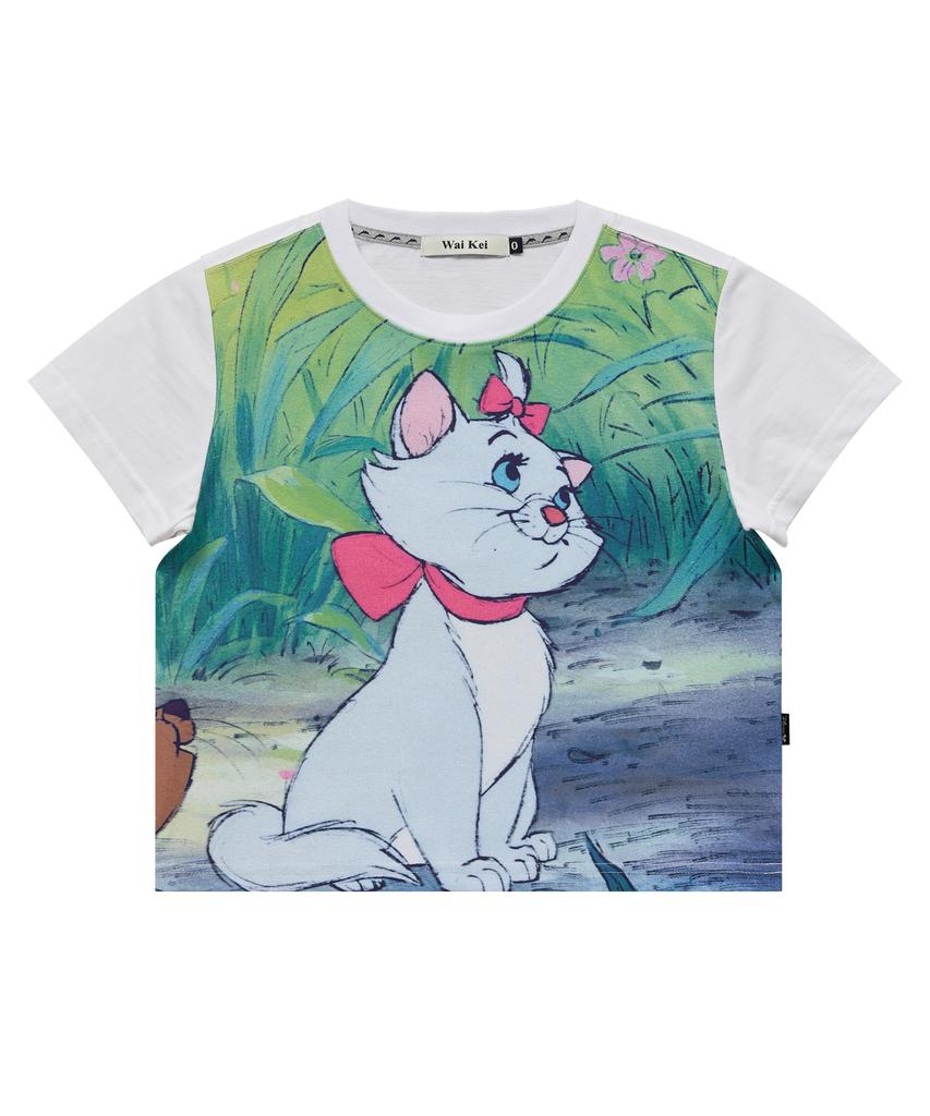 WAIKEI Aristocats Printed Short Sleeve T-Shirt White